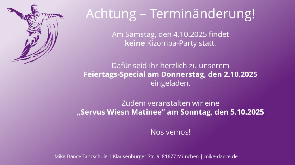 Terminänderung 4.10.2025